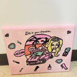 Handpainted Barbie canvas painting